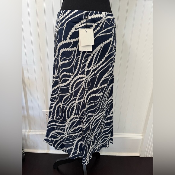 NWT DIXIE Italian Midi Bais Navy White Skirt ~ Large ~ GORGEOUS - Picture 2 of 10